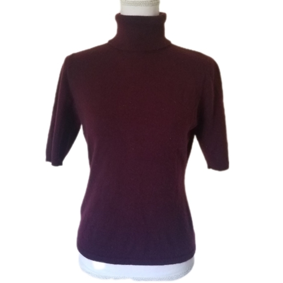 Vintage Sweaters - Vintage I. Magnin Short Sleeve Cashmere Turtleneck